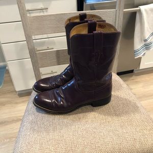 Burgundy all leather boots